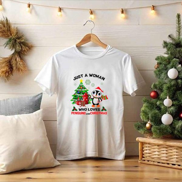 Just A Woman Who Loves Penguins And Christmas T Shirt 1 t shirt 1 Pittsburgh Steelers Unicorn Merry Christmas Knitted Ugly Sweater 1