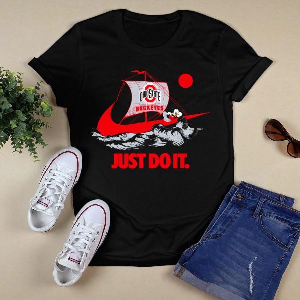 Just Do It Ohio State Buckeyes Mickey Mouse Retro Ship T Shirt Black 1