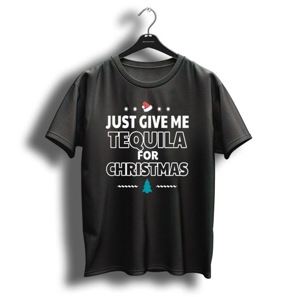 Just Give Me Tequila For Christmas Santa Hat Christmas Tree T Shirt 1 t shirt 1