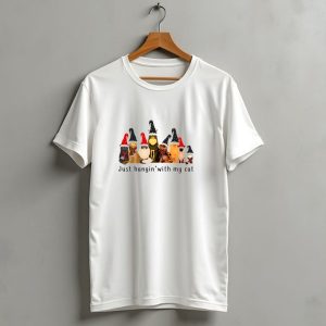 Just Hangin With My Cat Gnome Cat Christmas Cats Santa Hats T Shirt