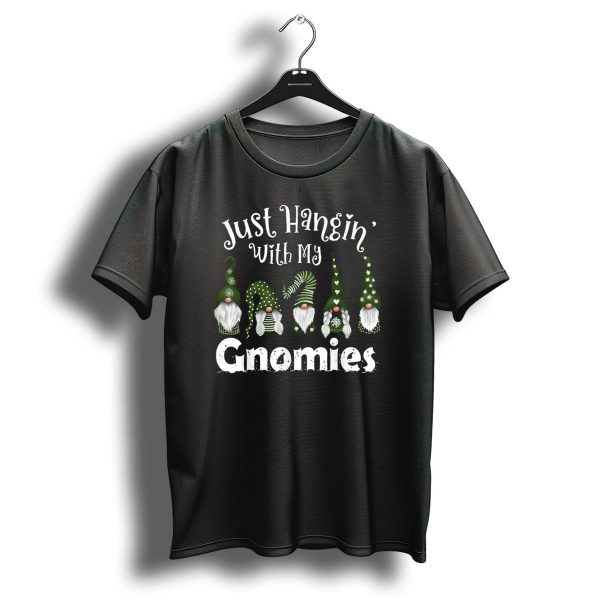 Just Hangin With My Gnomies Christmas Holiday Green Hat Garden T Shirt 1 t shirt 1