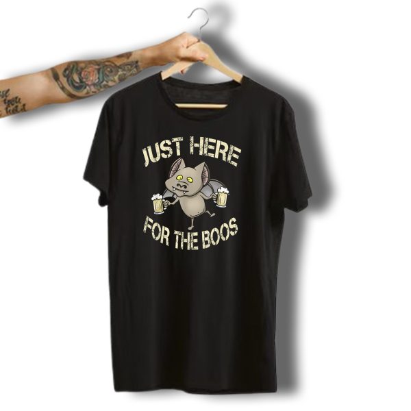 Just Here For The Boos Funny Halloween Vampire Bat With Beers T Shirt t shirt 1