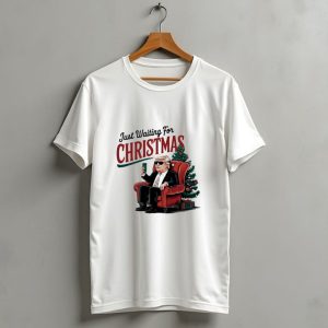 Just Waiting For Christmas Trump In Chair With Christmas Tree T-Shirt