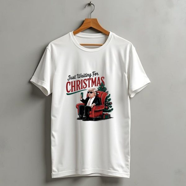 Just Waiting For Christmas Trump In Chair With Christmas Tree T Shirt 1 t shirt 1