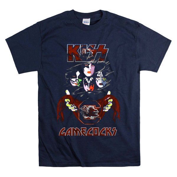 KISS South Carolina Gamecocks Rock Band Faces and Mascot T Shirt 1 Navy