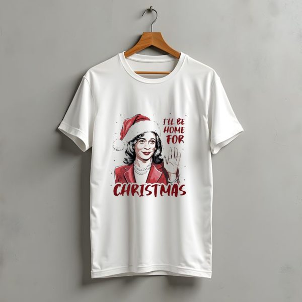 Kamala Harris ILl Be Home For Christmas Santa Hat T Shirt t shirt 1