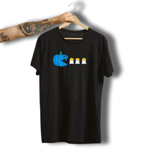 Kamala Pumpkin Pac Man Eating Trump Ghosts Halloween T Shirt t shirt 1