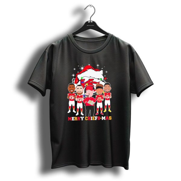 Kansas City Chiefs Merry Chiefs Mas Christmas Nfl Team Festive Cartoon Players And Santa Hat T Shirt 1 t shirt 1