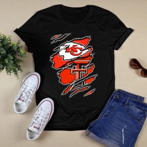 Kansas City Chiefs Texas Tech Red Raiders Claw Marks Logo Combination T-Shirt