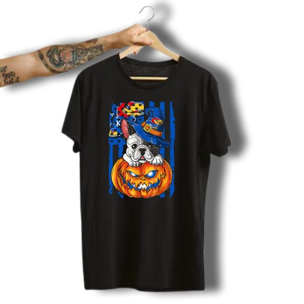 Kansas Jayhawks Bulldog Halloween Pumpkin Wizard Hat T Shirt t shirt 1