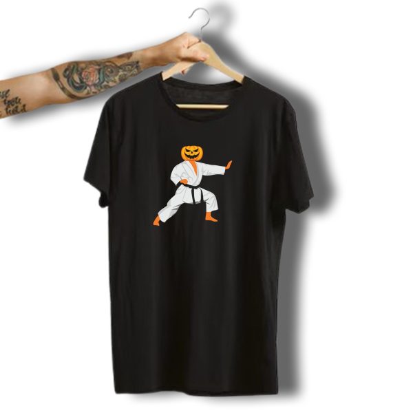 Karate Fighter With Pumpkin Head Halloween Scary T Shirt t shirt 1