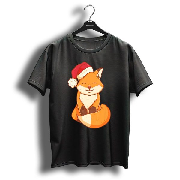 Kawaii Fox In Santa Hat Christmas T Shirt 1 t shirt 1