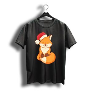 Kawaii Fox In Santa Hat Christmas T-Shirt