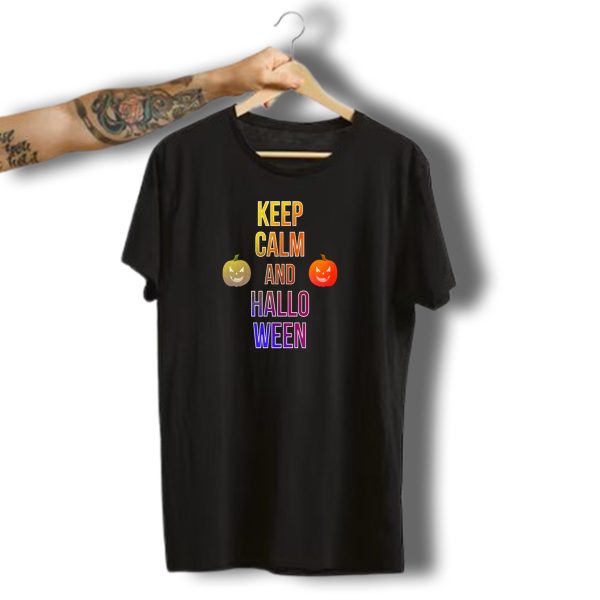 Keep Calm And Halloween Colorful Pumpkin Faces T Shirt t shirt 1