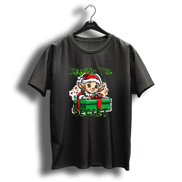Keeping The Secret Christmas Elf With Present T Shirt 1 t shirt 1