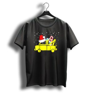 Kids Tow Truck Boys Christmas Santa Hat Candy Cane Snow T Shirt