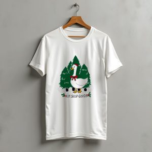 Kin Ship Goods Santa Claus Duck Christmas Trees Merry Christmas T-Shirt