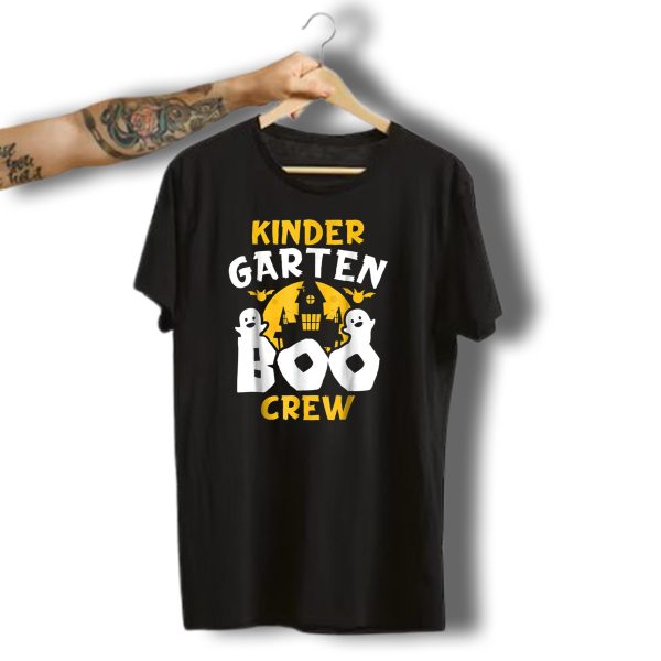 Kindergarten Boo Crew Cute Halloween Teacher Ghosts Haunted House Bats T Shirt t shirt 1