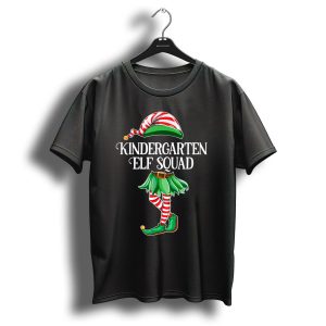 Kindergarten Elf Squad Christmas Costume Striped Tights And Hat T-Shirt