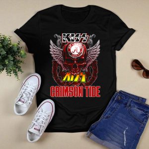 Kiss Alabama Crimson Tide Skull Wings Chain T Shirt