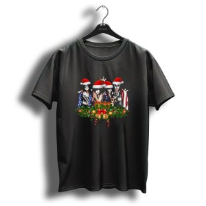 Kiss Band Christmas Santa Hats And Festive Wreath T Shirt