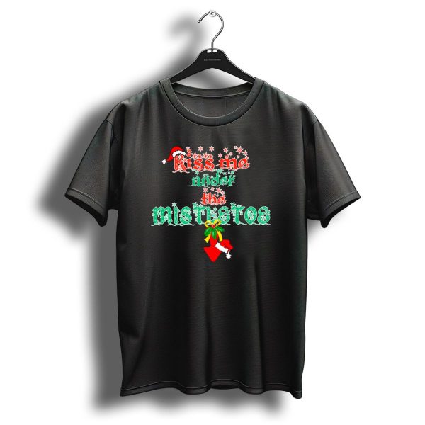 Kiss Me Under The Mistletoe Santa Hat Christmas T Shirt 1 t shirt 1