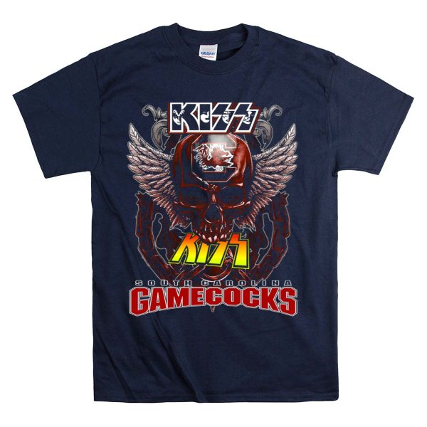 Kiss South Carolina Gamecocks Skull Wings T Shirt 1 Navy