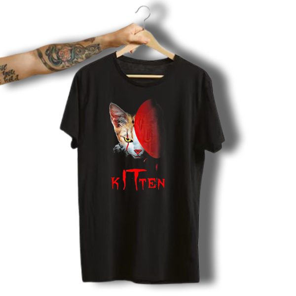 Kitten Halloween Clown Cat Pennywise Mask T Shirt t shirt 1