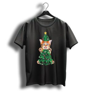 Kitten In Christmas Tree With Star And Lights T Shirt