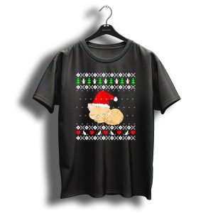 Kitten Santa Hat Christmas Snowflakes Hearts Trees T Shirt