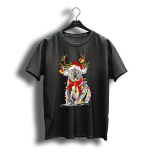 Koala Reindeer With Santa Hat And Festive Christmas Lights T-Shirt