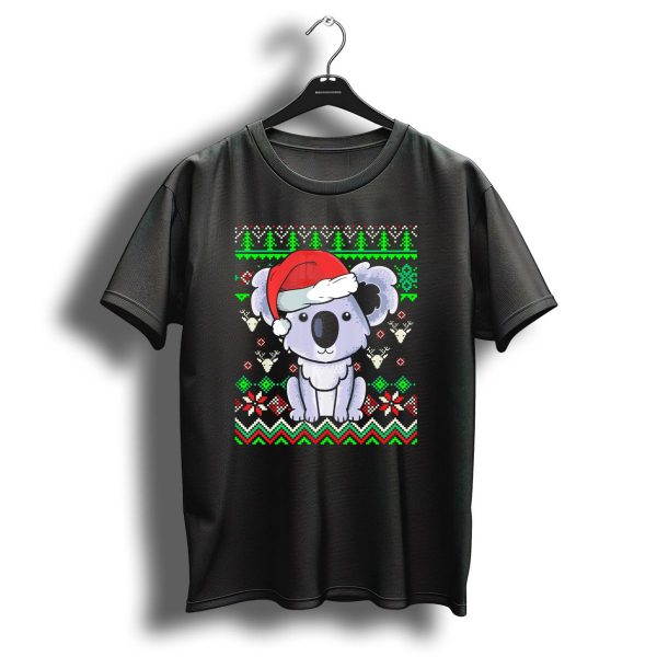 Koala Santa Hat Christmas Sweater Pattern With Trees And Snowflakes T Shirt 1 t shirt 1