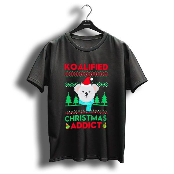 Koalified Koala Christmas Addict Ugly Sweater Style Design With Santa Hat And Christmas Trees T Shirt 1 t shirt 1
