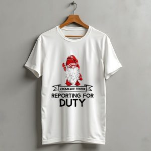 Krumkake Tester Reporting For Duty Christmas Gnome Festive Red Hat T Shirt 1