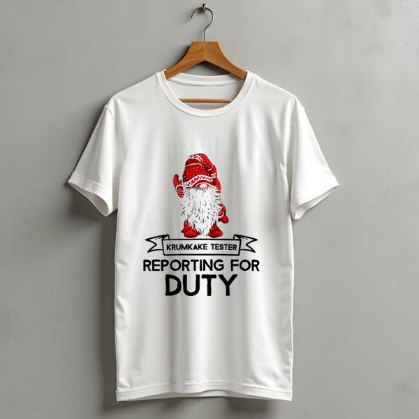 Krumkake Tester Reporting For Duty Christmas Gnome Festive Red Hat T Shirt 1 t shirt 1