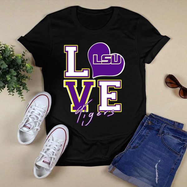 LOVE LSU Tigers T Shirt Black 1