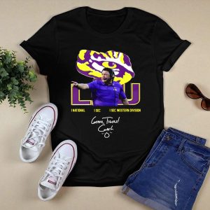 Lsu Coach Ed Orgeron Geaux Tigers 1 National 1 Sec 1 Sec Western Division T-Shirt