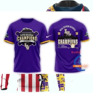 Lsu Tigers 2025 Ncaa Division Baseball Super Regionals Champions All-Over Print T-Shirt