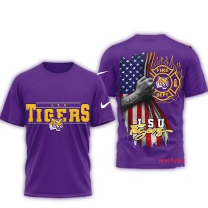 Lsu Tigers 2025 Ncaa Firefighter American Flag All-Over Print T-Shirt