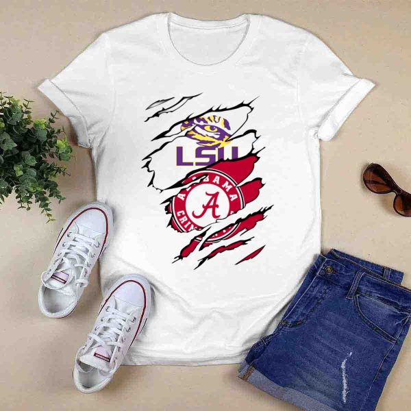 LSU Tigers Alabama Crimson Tide Rivalry Claw Marks T Shirt Style 1 0