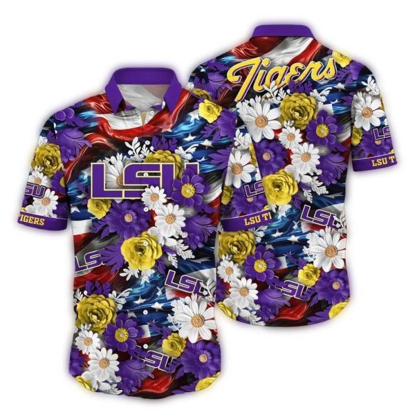 LSU Tigers Blossom Flower Pattern Tropical Hawaiian Shirt 1