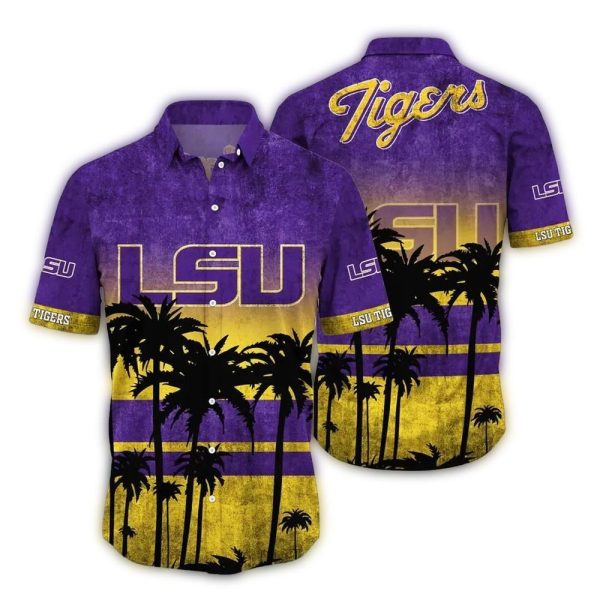 LSU Tigers Coconut Yellow and Purple Vintage Hawaiian Shirt 1