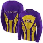 Lsu Tigers Concentric Lines Purple Yellow All Over Print Sweatshirt