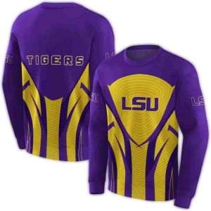 Lsu Tigers Concentric Lines Purple Yellow All Over Print Sweatshirt