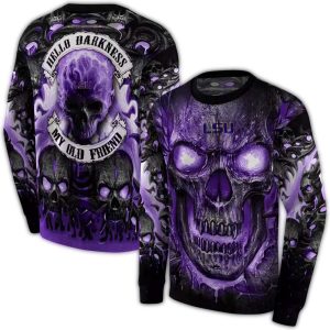Lsu Tigers Demonic Skull Purple Black All Over Print Sweatshirt