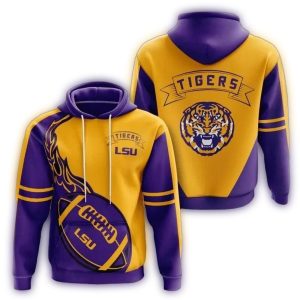 Lsu Tigers Fireball Heat All Over Print Hoodie