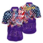 Lsu Tigers Flag American Purple Hawaiian Shirt