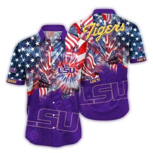 Lsu Tigers Flag American Purple Hawaiian Shirt