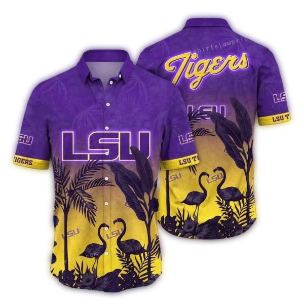 LSU Tigers Flamingo Floral Vintage Hawaiian Shirt 1
