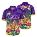 Lsu Tigers Flamingo And Parrot Art Hawaiian Shirt